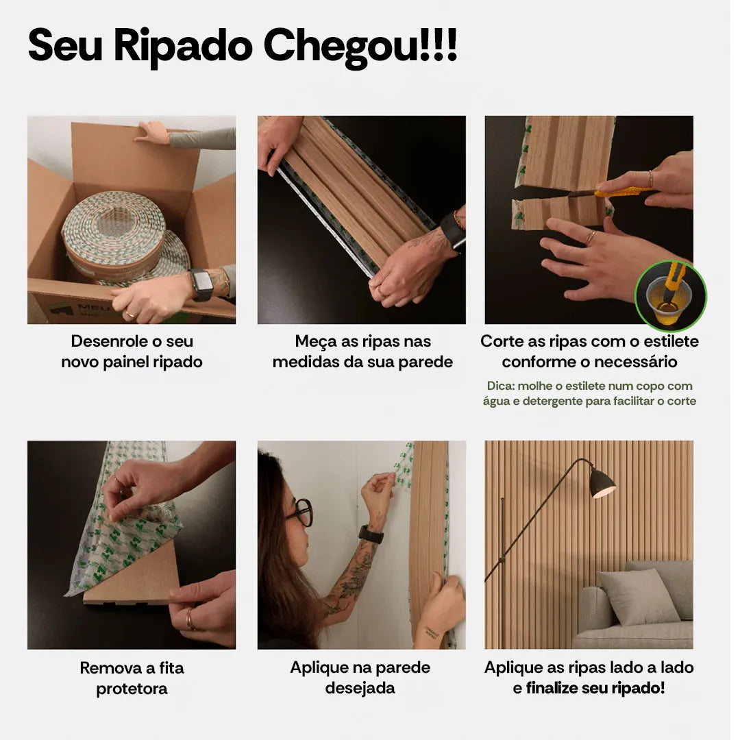 Kit Rolos de Paineis Ripados Autocolantes ARVO®